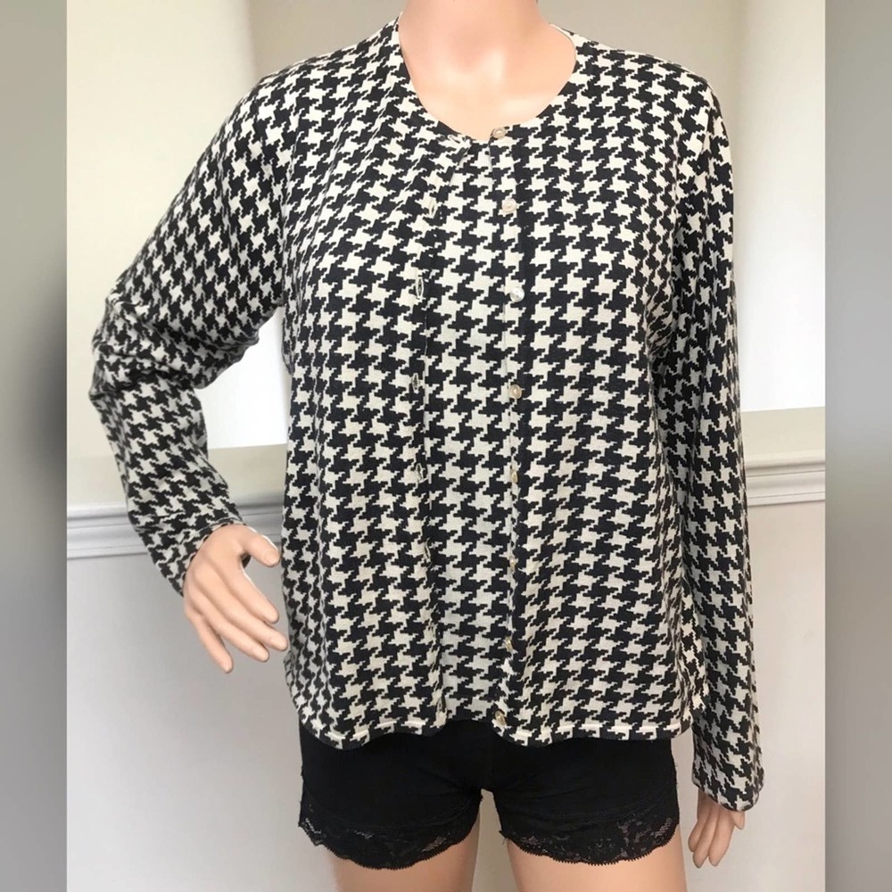 City Silk, black and cream houndstooth print 2 piece set